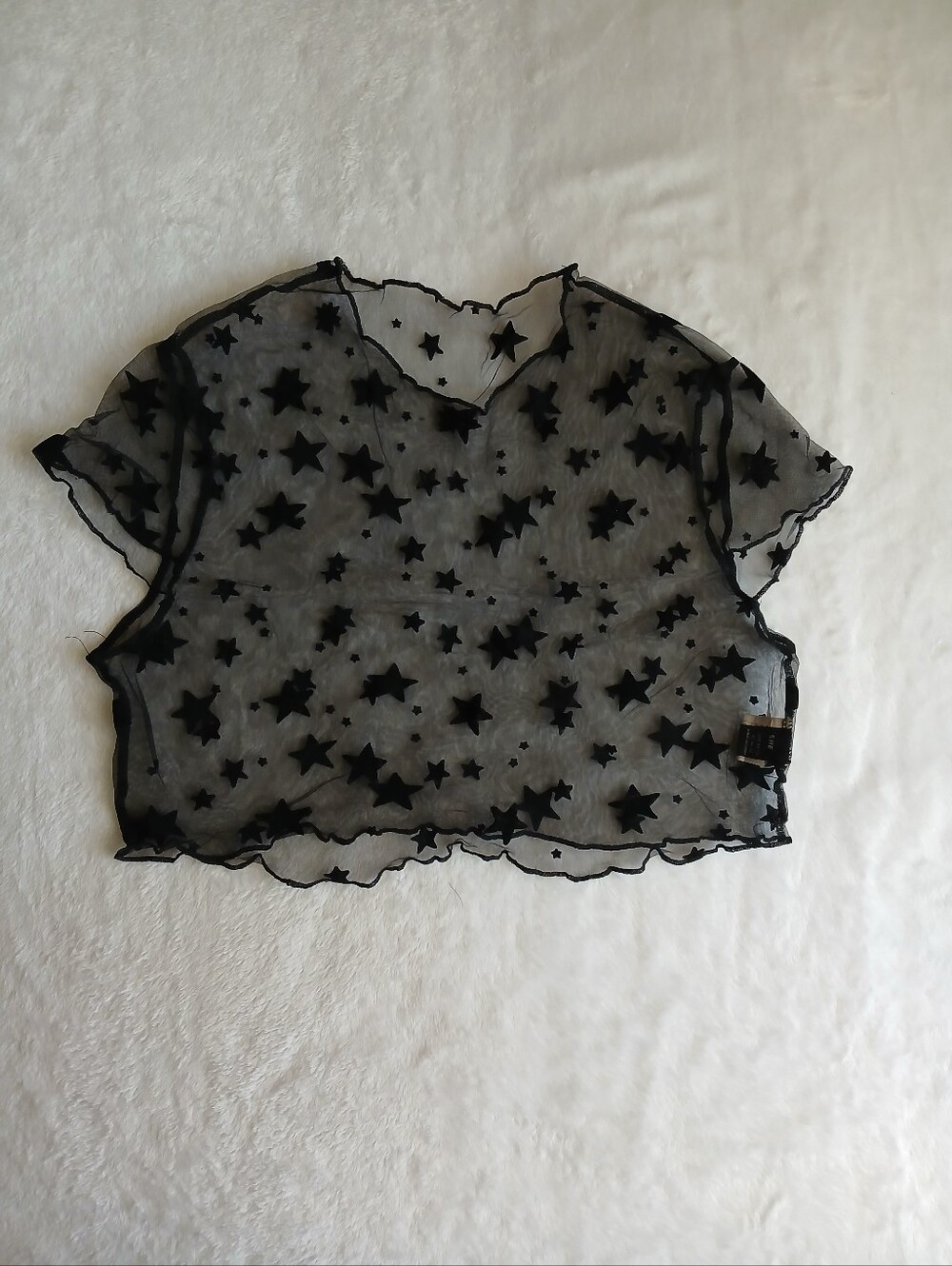 Sheer Y2k Mesh Star Crop Top Size XL(12)